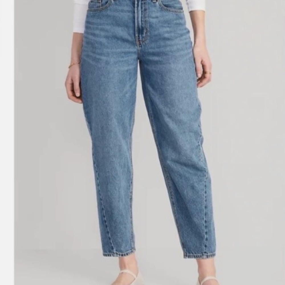 NWT Old Navy LIGHT WASH Extra High-Rise Balloon jeans, 10 Petite 10P Barrel